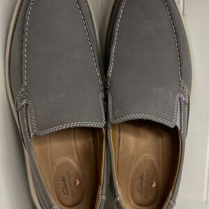 Clarks Womens Un Pilot Grey Nubuck Loafers Size 9